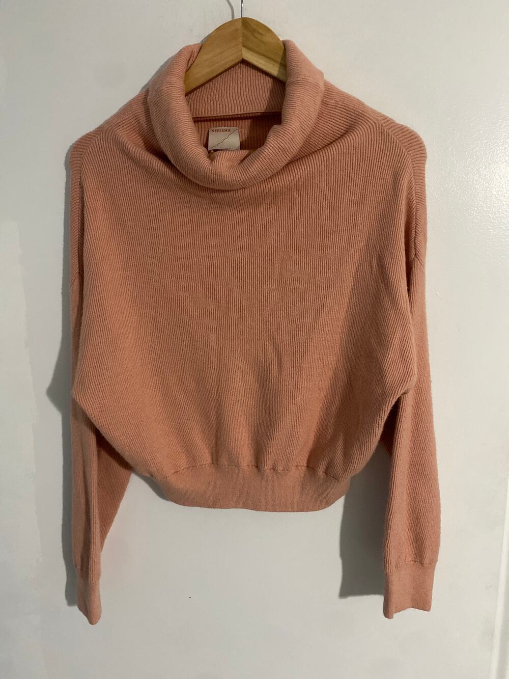 Kerisma turtleneck sweater women’s size S pink knit boxy cozy